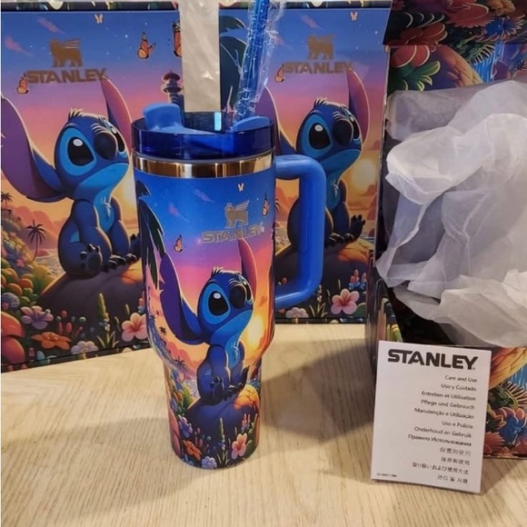 Stanley | Other | Stanley Blue And Multicolor Stitch Tumbler | Poshmark